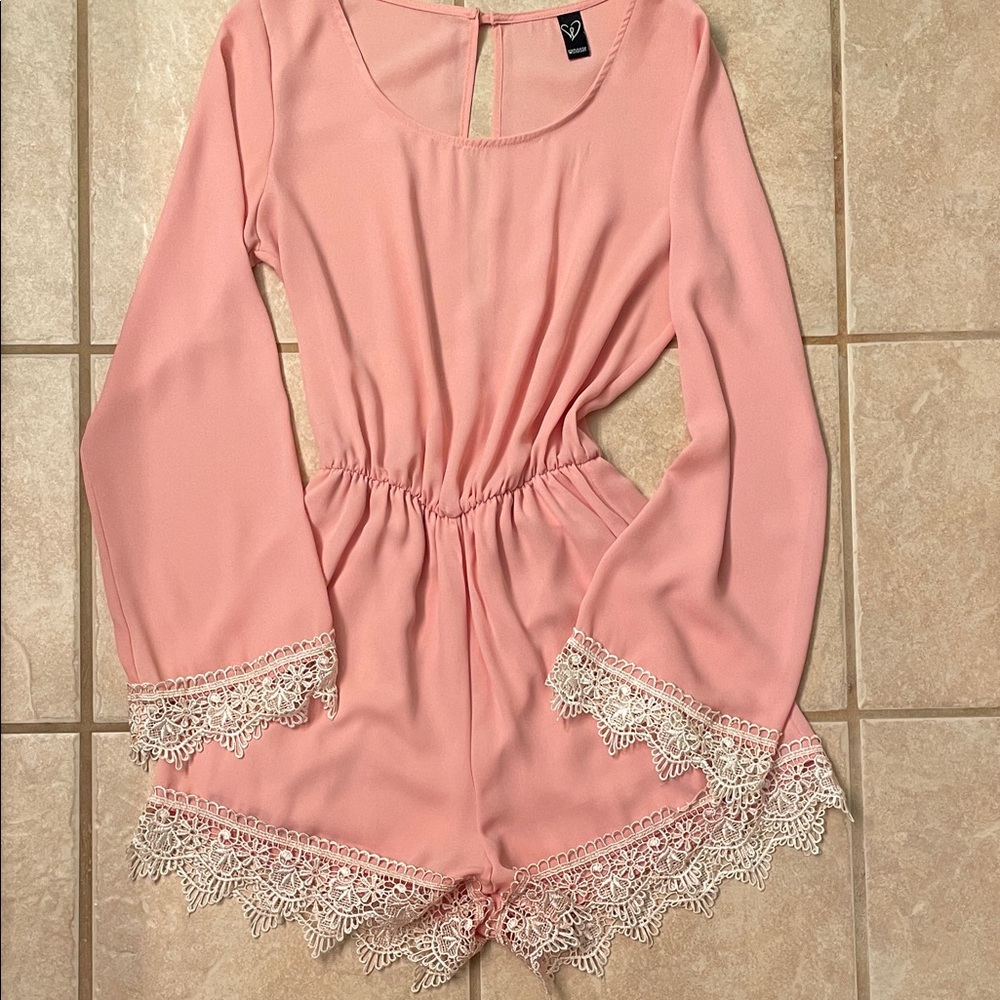 Windsor Blush Romper with Lace Details